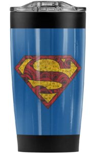 logovision superman rosey shield stainless steel tumbler 20 oz coffee travel mug/cup, vacuum insulated & double wall with leakproof sliding lid | great for hot drinks and cold beverages