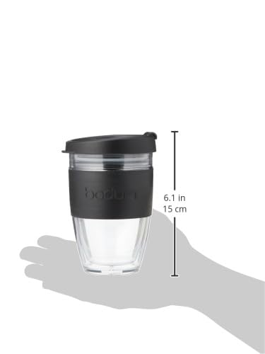 BODUM JOYCUP Travel Mug, double wall, 0.3 l, black band, Plastic