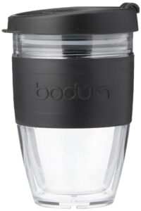bodum joycup travel mug, double wall, 0.3 l, black band, plastic
