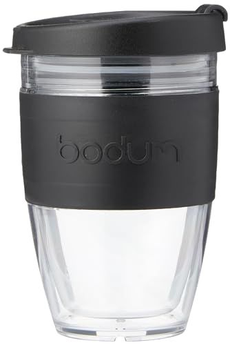 BODUM JOYCUP Travel Mug, double wall, 0.3 l, black band, Plastic