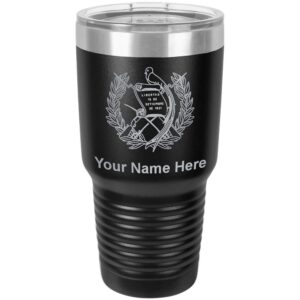 lasergram 30oz vacuum insulated tumbler mug, flag of guatemala, personalized engraving included (black)