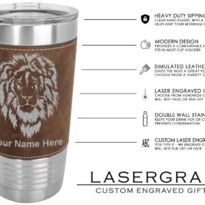 LaserGram 20oz Vacuum Insulated Tumbler Mug, Aztec Calendar, Personalized Engraving Included (Faux Leather, Rustic)