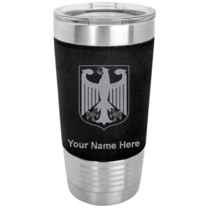 lasergram 20oz vacuum insulated tumbler mug, coat of arms germany, personalized engraving included (faux leather, black)