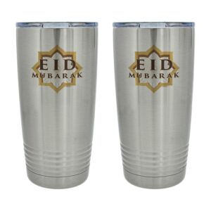 ThisWear Happy Ramadan Mubarak Decorations Eid Mubarak Have a Blessed Ramadan Eid 2 Pack 20oz Stainless Steel Insulated Tumbler Set With Lid