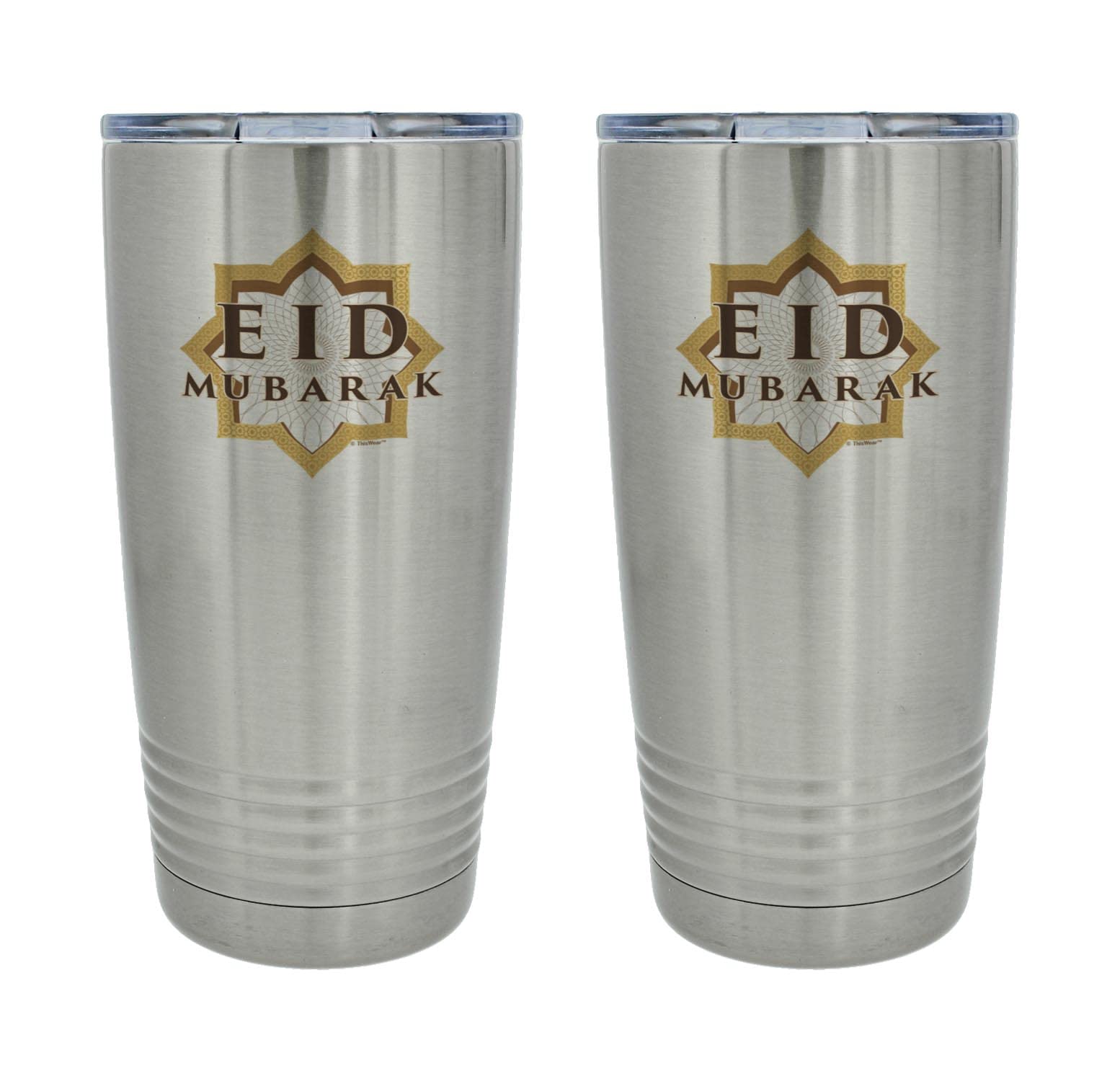 ThisWear Happy Ramadan Mubarak Decorations Eid Mubarak Have a Blessed Ramadan Eid 2 Pack 20oz Stainless Steel Insulated Tumbler Set With Lid