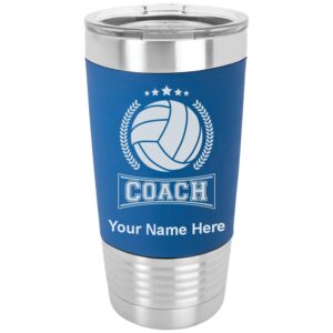 lasergram 20oz vacuum insulated tumbler mug, volleyball coach, personalized engraving included (silicone grip, dark blue)