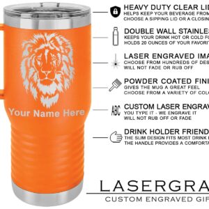 LaserGram 20oz Vacuum Insulated Travel Mug with Handle, Crab, Personalized Engraving Included (Orange)