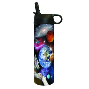 CoasterStone Tumbler, 17 oz, Outer Space Double Insulated Stainless Steel Water Bottle with Spill Proof Collapsable Lid