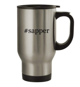 knick knack gifts #sapper - 14oz stainless steel hashtag travel coffee mug, silver