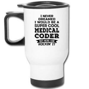 shirt luv funny medical coder gifts travel mug appreciation 14 oz mug for men women white