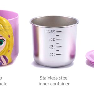 Everyday Delights Princess Aurora Pink Durable Stainless Steel Insulated 3D Cup with Lid, 250ml