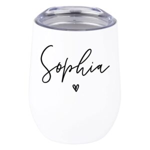 andaz press personalized custom name wine tumbler with lid 12 oz stemless stainless steel insulated travel tumbler gift for bridemaids proposal bachelorette party wedding bridal shower birthday gifts