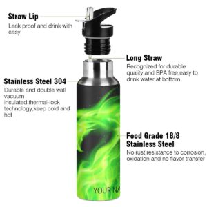 CHIFIGNO Green Fire Dragon Personalized Water Bottle Vacuum Insulated Stainless Steel Keeps Liquids Hot or Cold Customized Cup