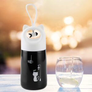 Uxsiya Animal Ear Shaped Lid Vacuum Flask Insulation Vacuum Cup for for Milk(White kitten), kitchen Home Appliances