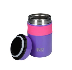 built double wall vacuum insulated flask for hot and cold foods, 490 ml, purple