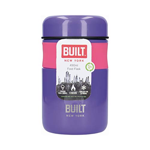 Built Double Wall Vacuum Insulated Flask for Hot and Cold Foods, 490 ml, Purple