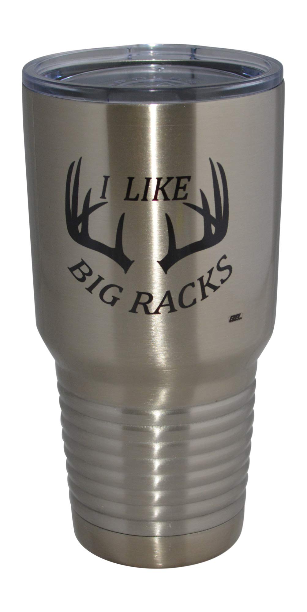 Rogue River Tactical Funny Hunting 30oz Large Stainless Steel Travel Tumbler Mug Cup w/Lid I Like Big Racks Hunter Gift