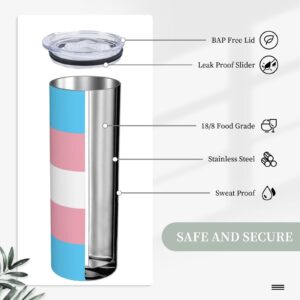 LIICHEES Transgender Pride flag Stainless Steel Vacuum Insulated Tumbler 20oz Coffee Cups Travel Mug Water Cup with Metal Straw Cleaning Brush