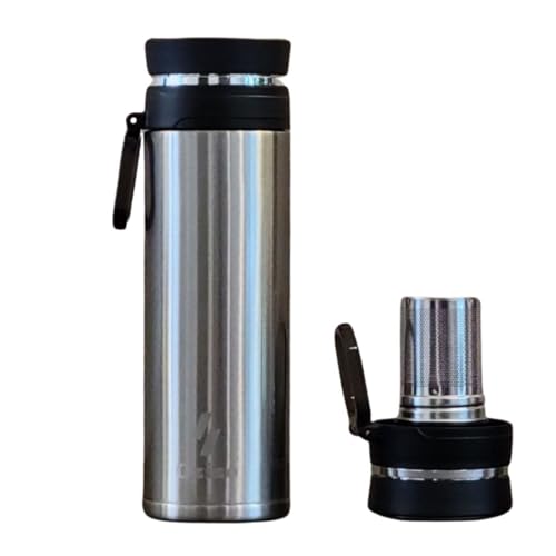 Tea Thermos with Infuser, 18 oz Stainless Steel Double Wall Insulated Ozizo Flask with Leakproof Lid