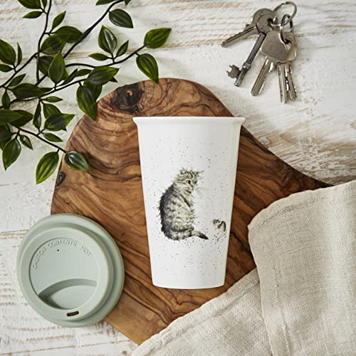 Wrendale WNLU78753-XW Travel Mug (Cat), Porcelain Multi Coloured, 16.5 x 16.5 x 15 cm