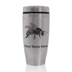 skunkwerkz commuter travel mug, honey bee, personalized engraving included