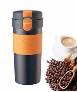 zmhqlpdz coffee mug, stainless steel vacuum-insulated travel mug, double wall leak-proof thermos vacuum tumbler - 12oz 370ml coffee cup (blue)