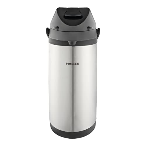 Pioneer Flasks Stainless Steel Airpot Hot Cold Water Tea Coffee Dispenser Conference Event Flask, 5 litres, SS50HC, Silver