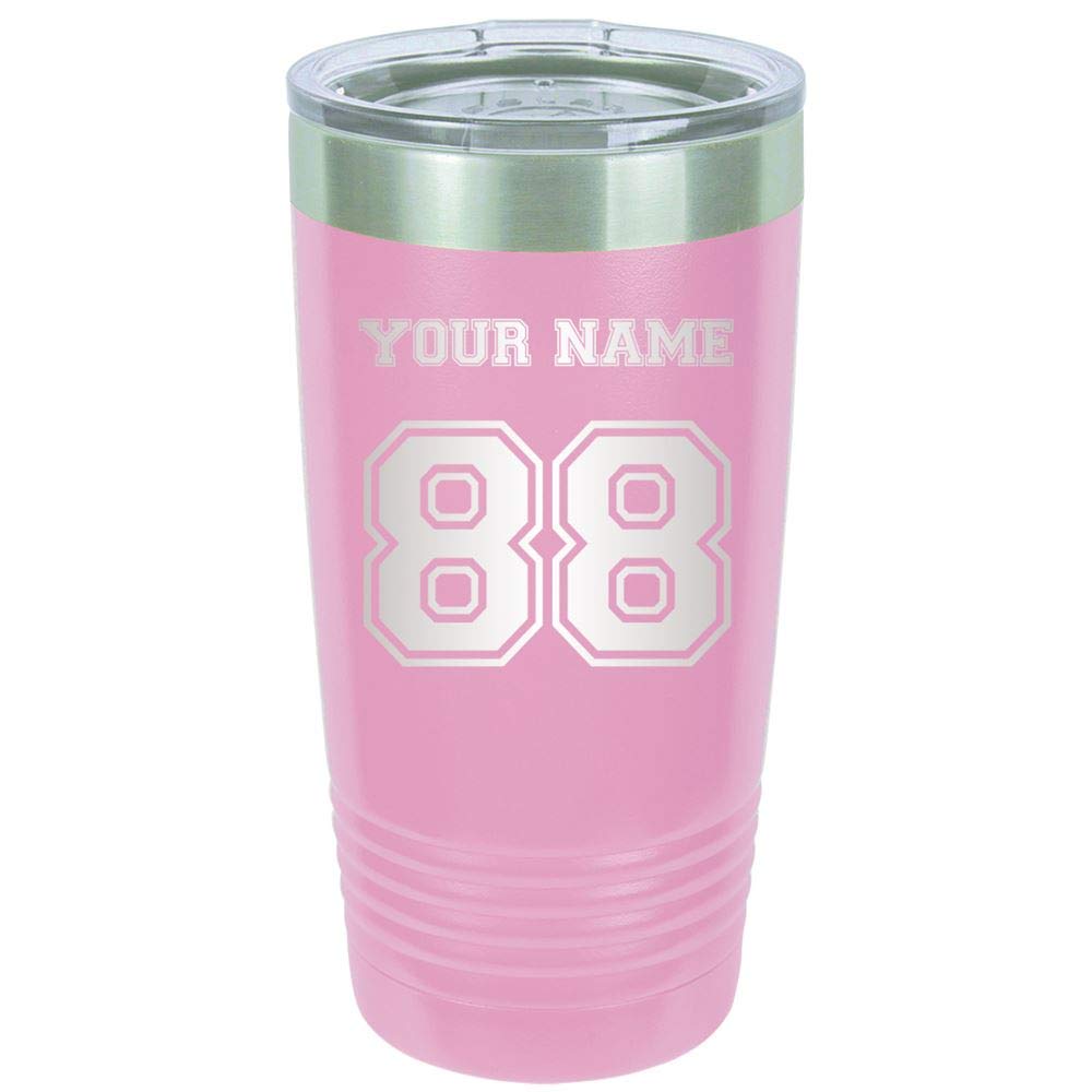 LaserGram 20oz Vacuum Insulated Tumbler Mug, Sports Jersey, Personalized Engraving Included (Light Purple)