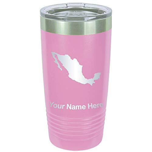 LaserGram 20oz Vacuum Insulated Tumbler Mug, Country Silhouette Mexico, Personalized Engraving Included (Light Purple)