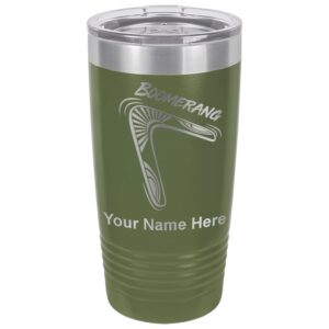 lasergram 20oz vacuum insulated tumbler mug, boomerang, personalized engraving included (camo green)