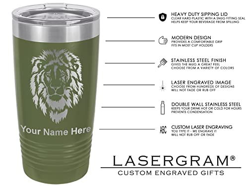 LaserGram 20oz Vacuum Insulated Tumbler Mug, Chinese Peace Symbol, Personalized Engraving Included (Camo Green)