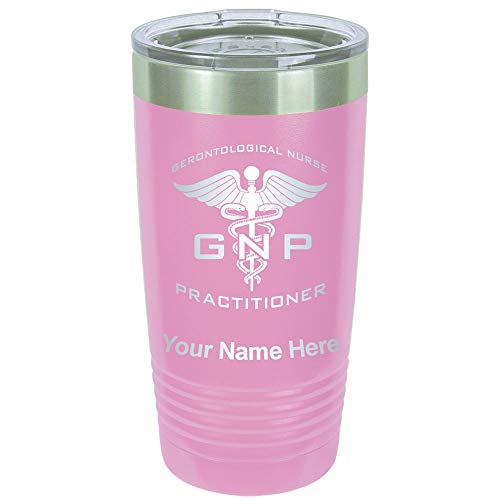 LaserGram 20oz Vacuum Insulated Tumbler Mug, GNP Gerontological Nurse Practitioner, Personalized Engraving Included (Light Purple)