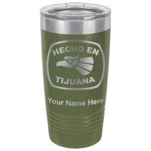lasergram 20oz vacuum insulated tumbler mug, hecho en tijuana, personalized engraving included (camo green)