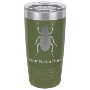 lasergram 20oz vacuum insulated tumbler mug, beetle, personalized engraving included (camo green)