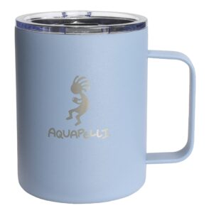 aquapelli vacuum insulated mug with handle, 12 ounces, denim blue