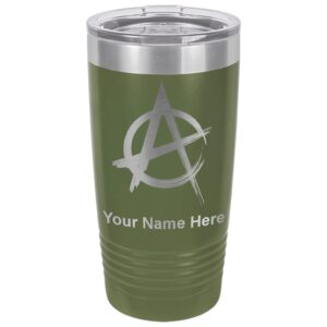 lasergram 20oz vacuum insulated tumbler mug, circle a, personalized engraving included (camo green)