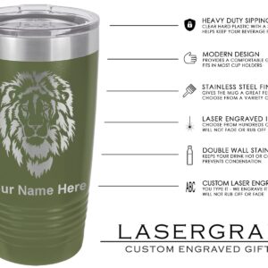 LaserGram 20oz Vacuum Insulated Tumbler Mug, Circle A, Personalized Engraving Included (Camo Green)