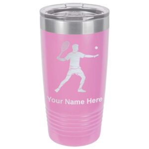 lasergram 20oz vacuum insulated tumbler mug, tennis player man, personalized engraving included (light purple)