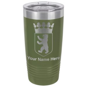 lasergram 20oz vacuum insulated tumbler mug, coat of arms berlin, personalized engraving included (camo green)