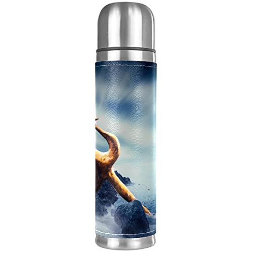 Nautical Trident Ocean Vacuum Insulated Water Bottle Stainless Steel Thermos Flask Travel Mug Coffee Cup Double Walled 17 OZ