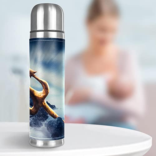Nautical Trident Ocean Vacuum Insulated Water Bottle Stainless Steel Thermos Flask Travel Mug Coffee Cup Double Walled 17 OZ