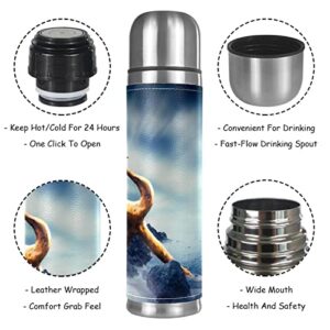 Nautical Trident Ocean Vacuum Insulated Water Bottle Stainless Steel Thermos Flask Travel Mug Coffee Cup Double Walled 17 OZ