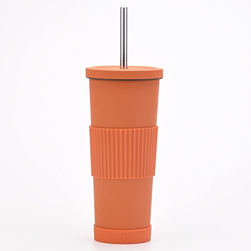 Eforcase 28oz Tumbler with Lid and Straw, Stainless Steel Thermos Insulated Water Coffee Tumbler Cup, Travel Mug Coffee Cup Reusable Thermal Cup for Hot Cold Drinks with Nonslip Protective Sleeve