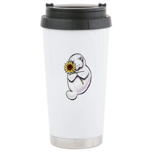 cafepress sunny manatee travel mug stainless steel travel mug, insulated 20 oz. coffee tumbler