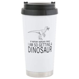 cafepress history repeats dinosaur travel mug stainless steel travel mug, insulated 20 oz. coffee tumbler