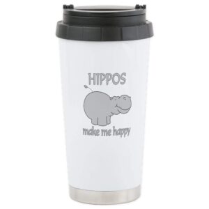 cafepress hippo happy stainless steel travel mug stainless steel travel mug, insulated 20 oz. coffee tumbler