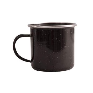 traditional black enamel 12oz mug cup metal tin camping army style travelling