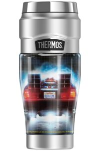 thermos back to the future delorian flames and lightning stainless king stainless steel travel tumbler, vacuum insulated & double wall, 16oz