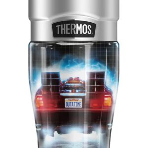 THERMOS Back To The Future Delorian Flames And Lightning STAINLESS KING Stainless Steel Travel Tumbler, Vacuum insulated & Double Wall, 16oz