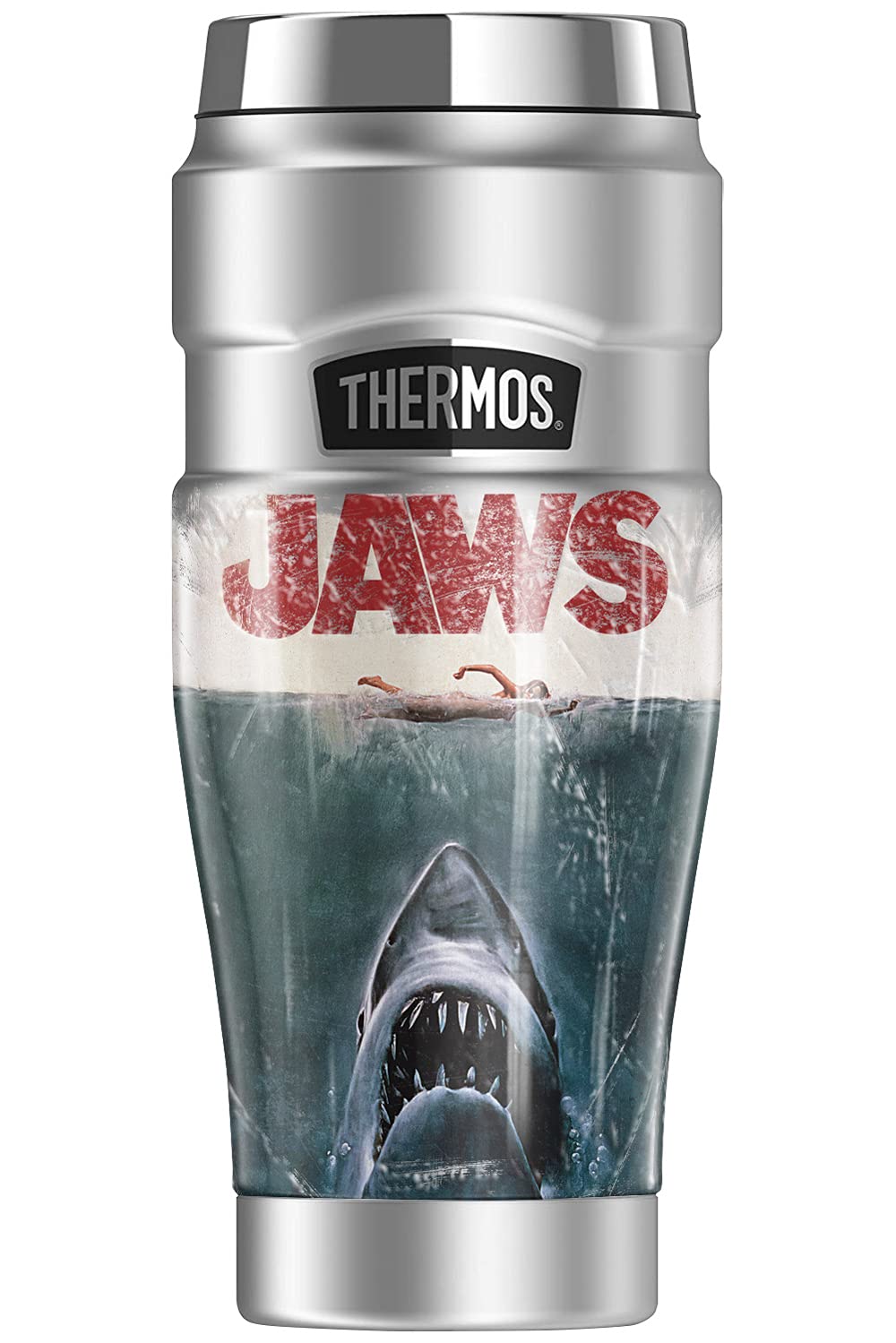 THERMOS Jaws Distressed Jaws STAINLESS KING Stainless Steel Travel Tumbler, Vacuum insulated & Double Wall, 16oz